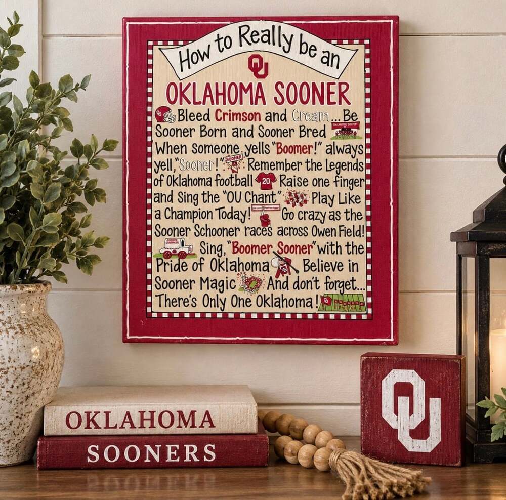 Oklahoma Sooners OU “How to Really Be a Sooner” Canvas Wall Art 8x10 NCAA